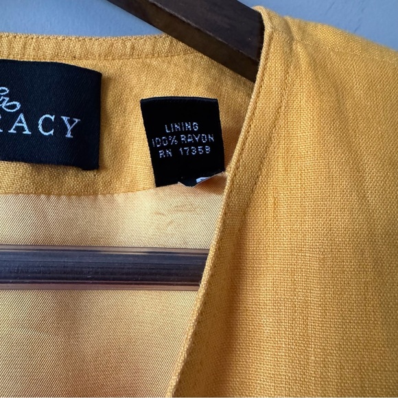 LINDA ALLARD X ELLEN TRACY MARIGOLD YELLOW LINEN BLAZER SIZE 6 - Picture 5 of 6